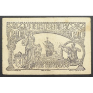 CÉDULA OFICIAL CASA DA MOEDA - 20 CENTAVOS 1922 ( POUCO CIRCULADA )