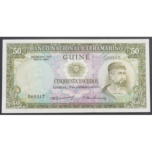 50 ESCUDOS 1971 (NÃO CIRCULADA ) "50$00 1971 NUNO TRISTÃO - BANCO NACIONAL ULTRAMARINO (17/12/1971) - GUINÉ