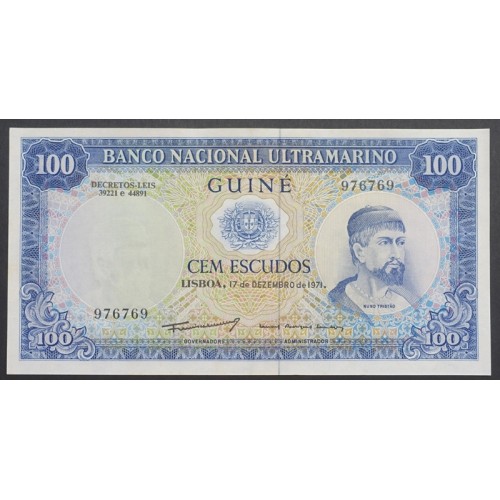 NOTA DE 100 ESCUDOS 1971 (NÃO CIRCULADA ) "100$00 1971 NUNO TRISTÃO - BANCO NACIONAL ULTRAMARINO (17/12/1971) - GUINÉ