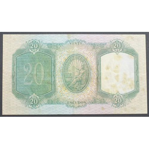 NOTA 20 ESCUDOS 1954 (CIRCULADA C/ MARCAS HUMIDADE) "20$00 1954 Ch.6 D.ANTONIO LUIZ DE MENEZES - BANCO DE PORTUGAL (25/05/1954)