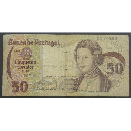 NOTA DE 50 ESCUDOS 1980 ( MUITO CIRCULADA ) "50$00 1980 Ch.9 INFANTA D.MARIA - BANCO DE PORTUGAL (01/02/1980)
