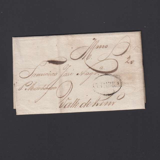 Pré-Filatélica circulada de Coimbra para Vale de Remigio datada de 10-04-1840