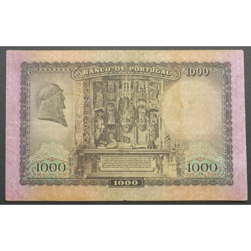 NOTA DE 1000 ESCUDOS 1942 ( CIRCULADA ) "1000$00 1942 Ch.7 D.AFONSO HENRIQUES - BANCO DE PORTUGAL (29/09/1942)