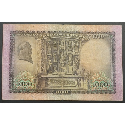 NOTA DE 1000 ESCUDOS 1942 ( CIRCULADA ) "1000$00 1942 Ch.7 D.AFONSO HENRIQUES - BANCO DE PORTUGAL (29/09/1942)