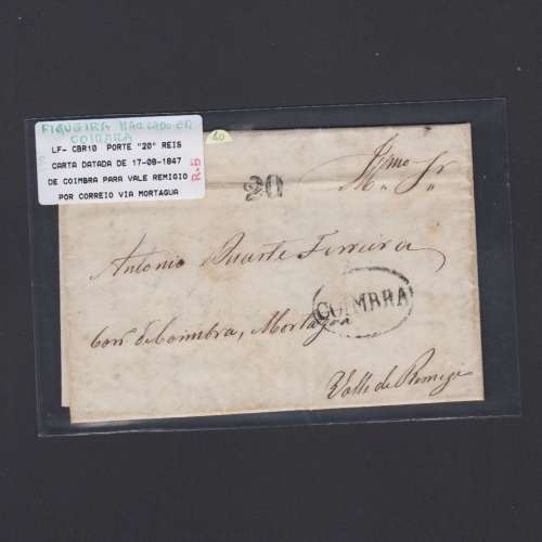 Pré-Filatélica circulada de Coimbra para Vale de Remigio datada de 17-08-1847