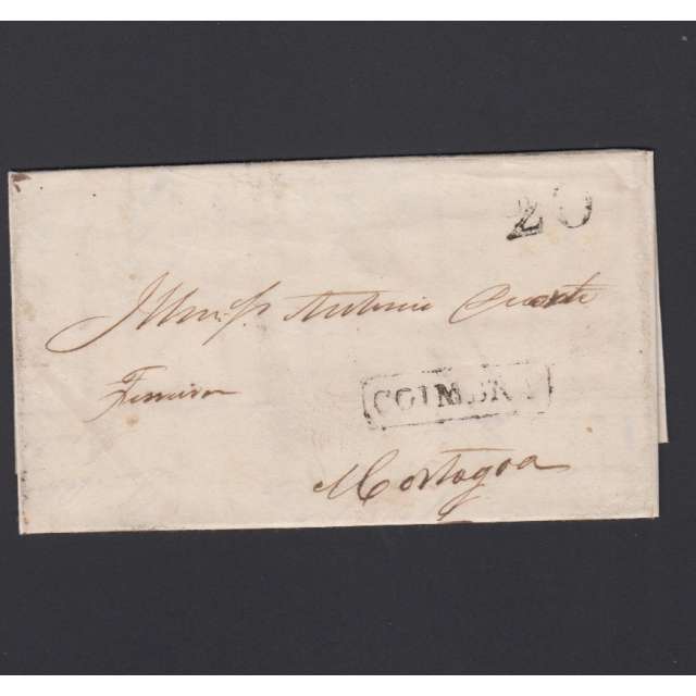 Pré-Filatélica circulada de Coimbra para Vale de Remigio datada de 02-02-1848