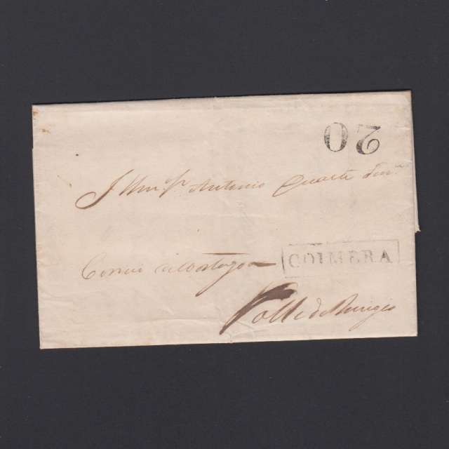 Pré-Filatélica circulada de Coimbra para Vale de Remigio datada de 28-02-1848