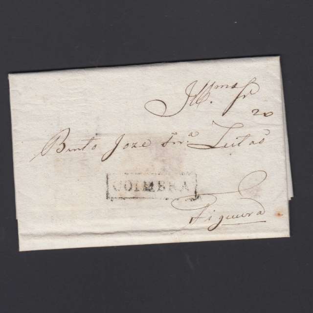 Pré-Filatélica circulada de Coimbra para Figueira da Foz datada de ??-04-1838