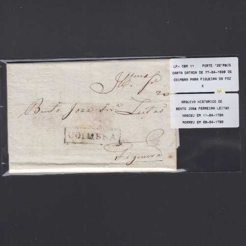 Pré-Filatélica circulada de Coimbra para Figueira da Foz datada de ??-04-1838