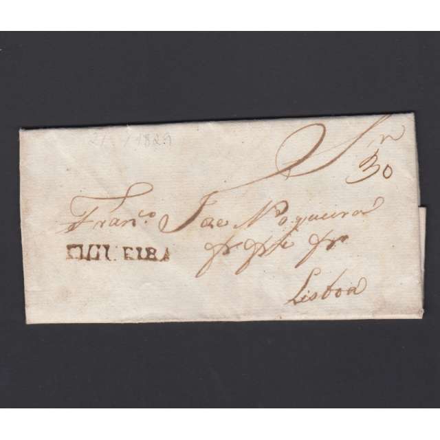 Carta Pré-Filatélica circulada de Figueira da Foz para Lisboa datada de 02-02-1829