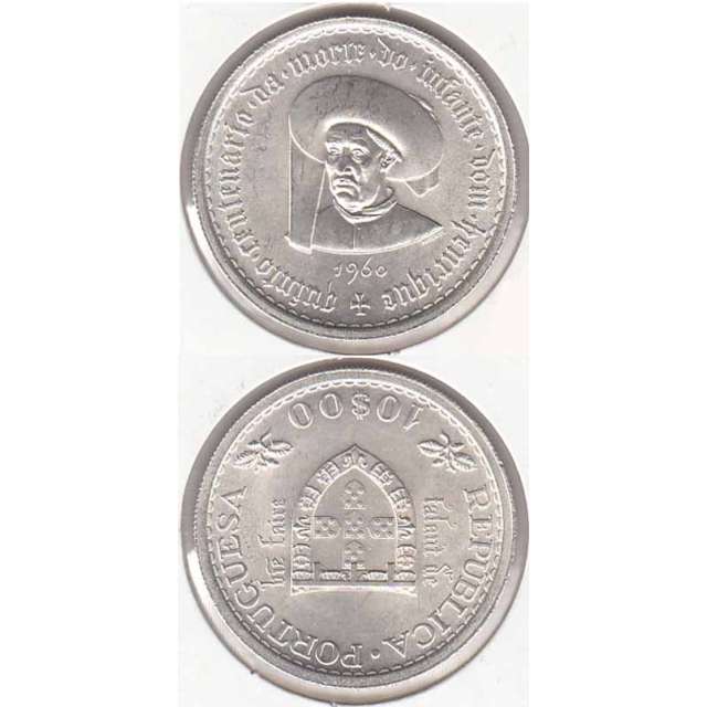 10$00 prata 1960 Infante D. Henrique, moeda 10 escudos comemorativa do Quinto Centenário da Morte do Infante Dom Henrique