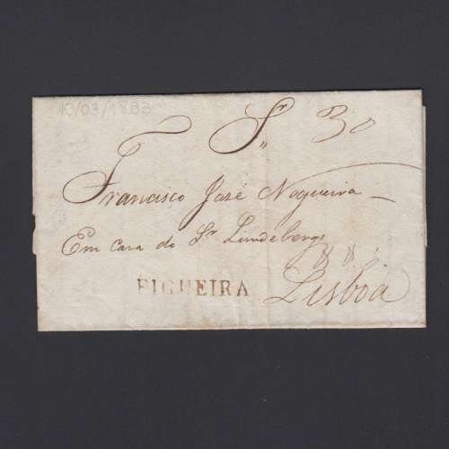 Carta Pré-Filatélica circulada de Figueira da Foz para Lisboa datada de 10-03-1833