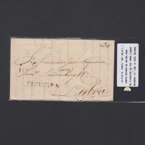 Carta Pré-Filatélica circulada de Figueira da Foz para Lisboa datada de 09-06-1835