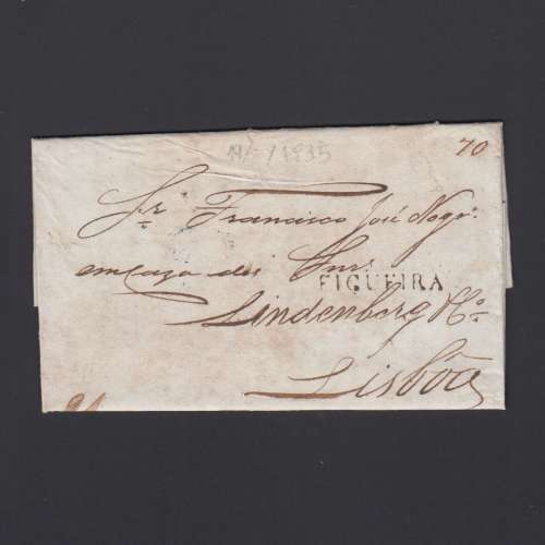 Carta Pré-Filatélica circulada de Figueira da Foz para Lisboa datada de 19-06-1835