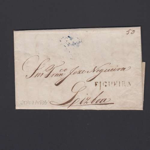 Carta Pré-Filatélica circulada de Figueira da Foz para Lisboa datada de 20-06-1835