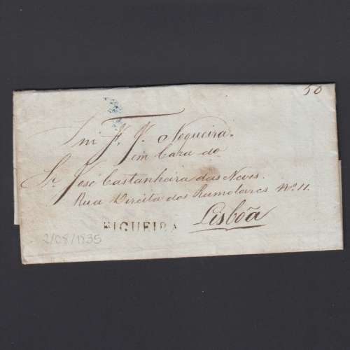 Carta Pré-Filatélica circulada de Figueira da Foz para Lisboa datada de 02-08-1835