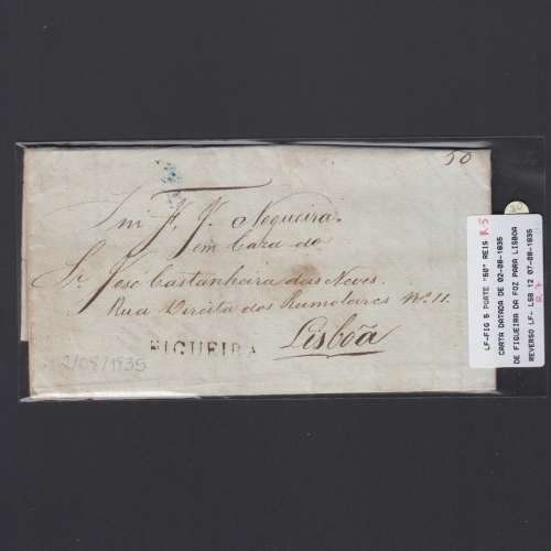 Carta Pré-Filatélica circulada de Figueira da Foz para Lisboa datada de 02-08-1835