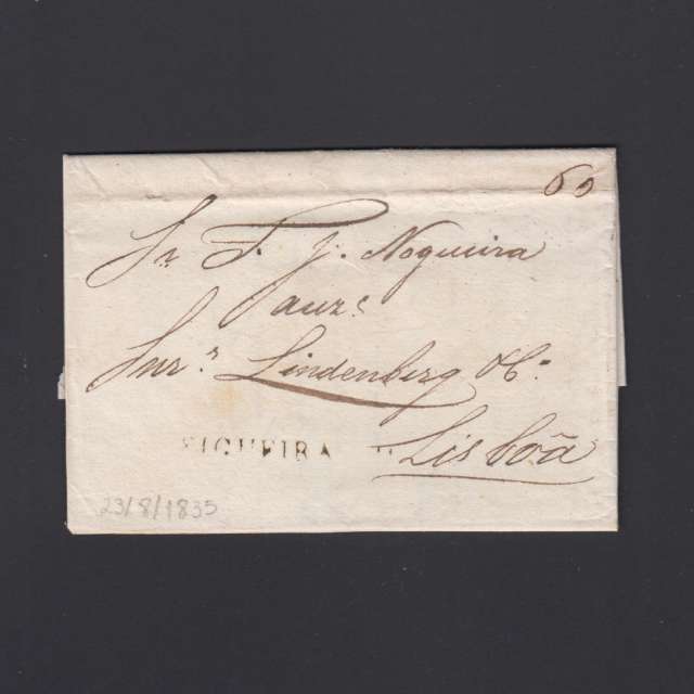 Carta Pré-Filatélica circulada de Figueira da Foz para Lisboa datada de 23-08-1835