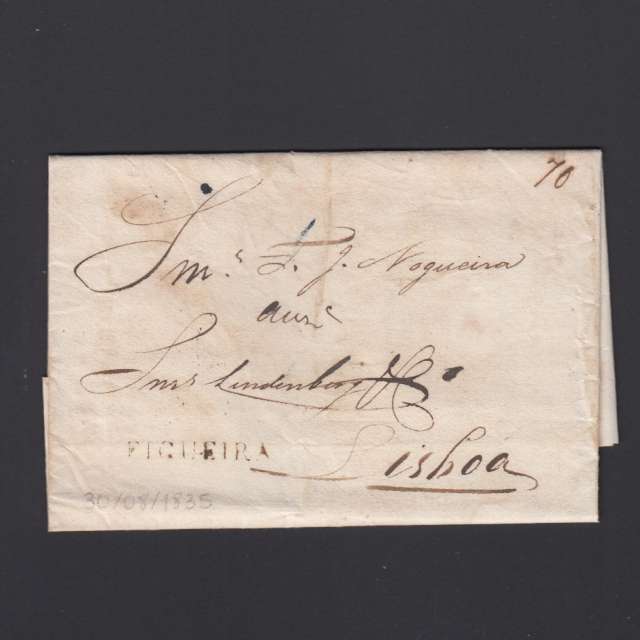Carta Pré-Filatélica circulada de Figueira da Foz para Lisboa datada de 30-08-1835