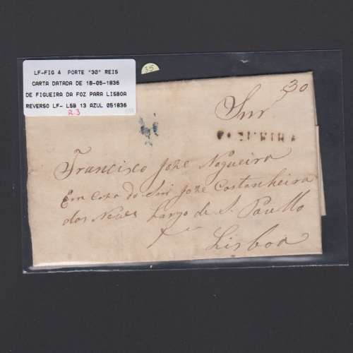 Carta Pré-Filatélica circulada de Figueira da Foz para Lisboa datada de 18-05-1836