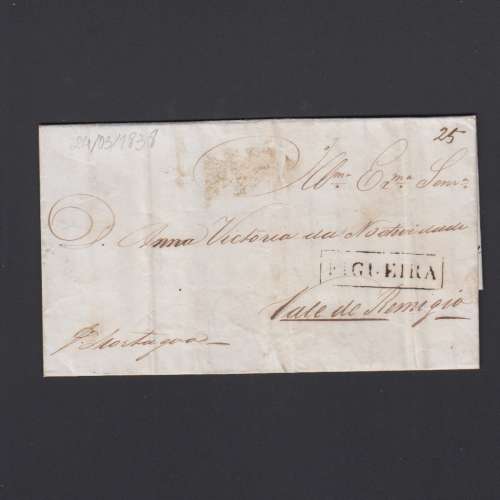 Carta Pré-Filatélica circulada de Figueira da Foz para Vale Remigio datada de 24-03-1838