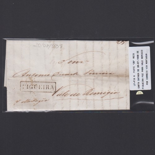 Carta Pré-Filatélica circulada de Figueira da Foz para Vale Remigio datada de 20-07-1838