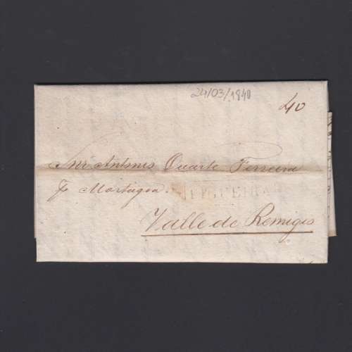 Carta Pré-Filatélica circulada de Figueira da Foz para Vale Remigio datada de 24-03-1840