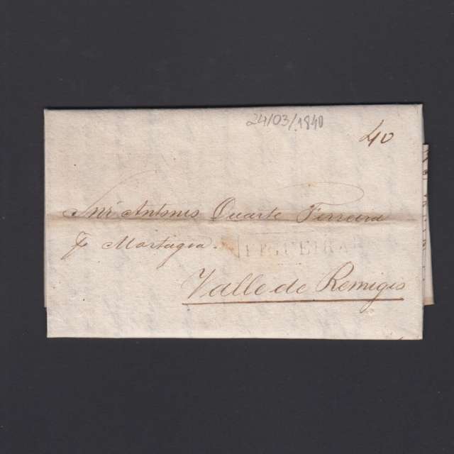 Carta Pré-Filatélica circulada de Figueira da Foz para Vale Remigio datada de 24-03-1840