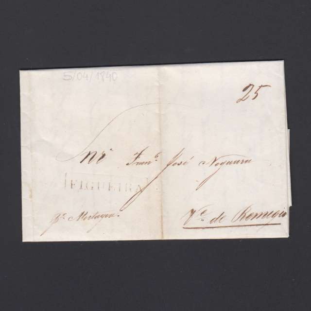 Carta Pré-Filatélica circulada de Figueira da Foz para Vale Remigio datada de 05-04-1840
