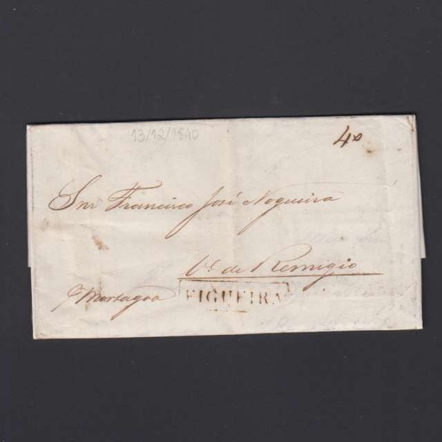 Carta Pré-Filatélica circulada de Figueira da Foz para Vale Remigio datada de 13-12-1840