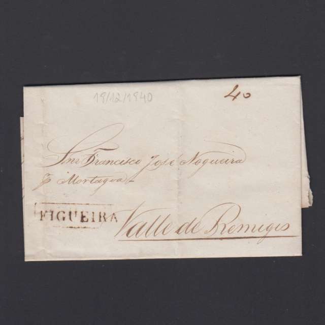 Carta Pré-Filatélica circulada de Figueira da Foz para Vale Remigio datada de 18-12-1840