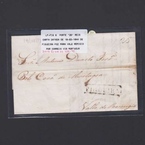 Carta Pré-Filatélica circulada de Figueira da Foz para Vale Remigio datada de 18-02-1844