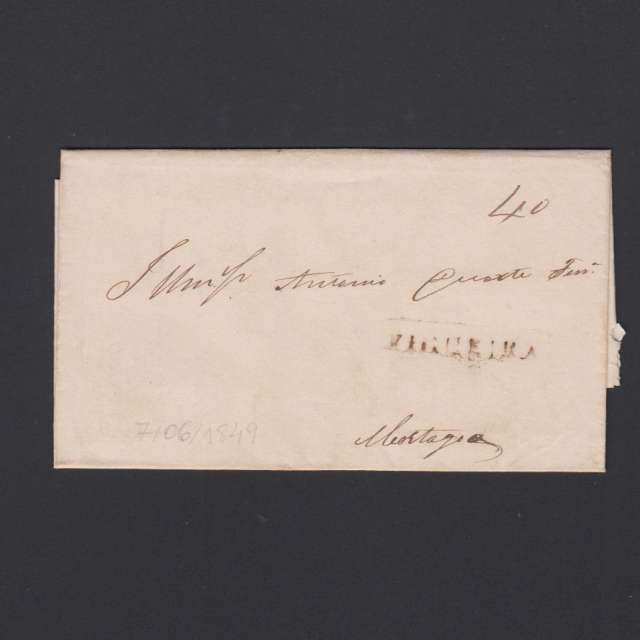 Carta Pré-Filatélica circulada de Figueira da Foz para Mortágua datada de 07-06-1849