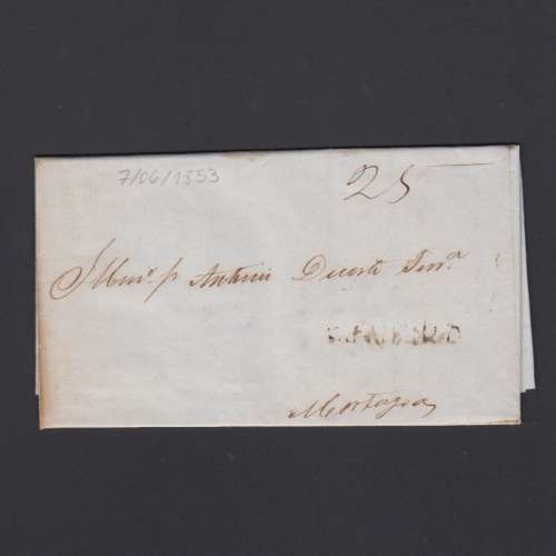 Carta Pré-Filatélica circulada de Figueira da Foz para Mortágua datada de 07-06-1853