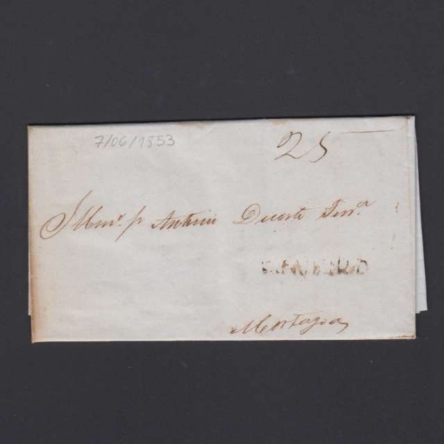 Carta Pré-Filatélica circulada de Figueira da Foz para Mortágua datada de 07-06-1853