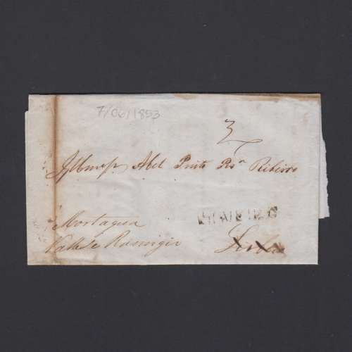 Carta Pré-Filatélica circulada de Figueira da Foz para Vale Remigio datada de 07-06-1853