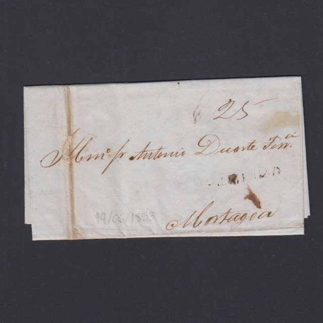 Carta Pré-Filatélica circulada de Figueira da Foz para Mortágua datada de 19-06-1853