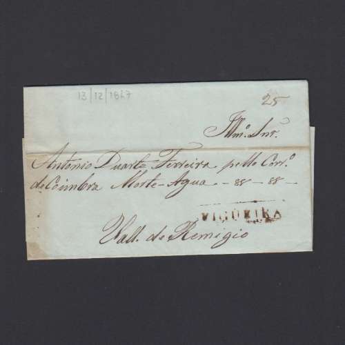 Carta Pré-Filatélica circulada de Figueira da Foz para Vale Remigio datada de 13-12-1847