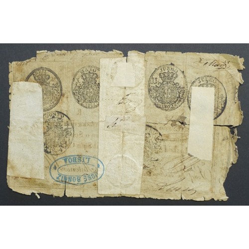 APÓLICE REAL ERÁRIO - 5$000 REIS 1799 - DATA EMENDADA "1798/9" - COM CARIMBO DE D.PEDRO IV 1826 ( CIRCULADA )