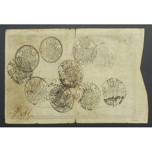 APÓLICE REAL ERÁRIO - 10$000 REIS 1798 - DATA IMPRESSA - COM CARIMBO DE D.PEDRO IV 1826 ( POUCO CIRCULADA )