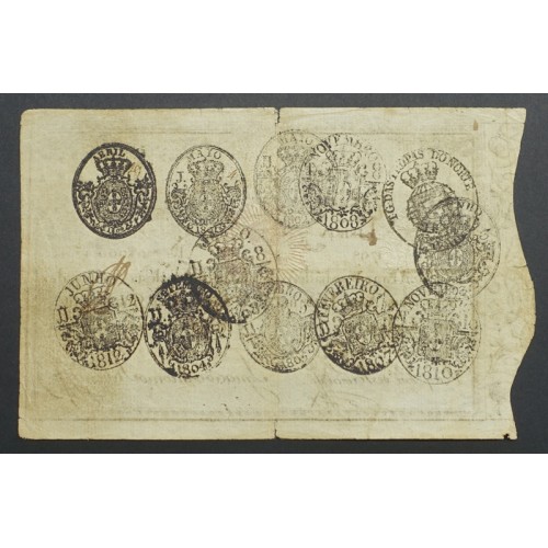 APÓLICE REAL ERÁRIO - 10$000 REIS 1799 - DATA EMENDADA "1798/9" - COM CARIMBO DE D.PEDRO IV 1826 ( POUCO CIRCULADA )