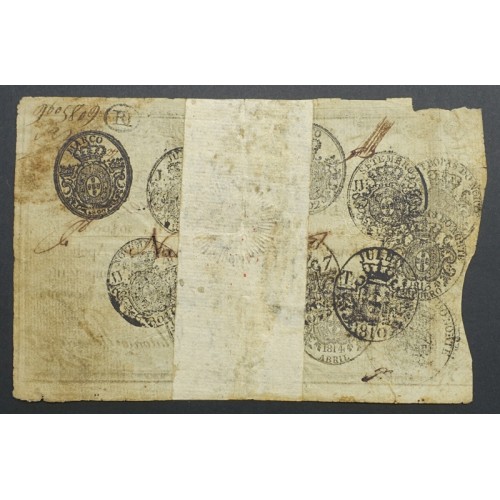 APÓLICE REAL ERÁRIO - 10$000 REIS 1799 - DATA EMENDADA "1798/9" - COM CARIMBO DE D.PEDRO IV 1826 ( CIRCULADA )