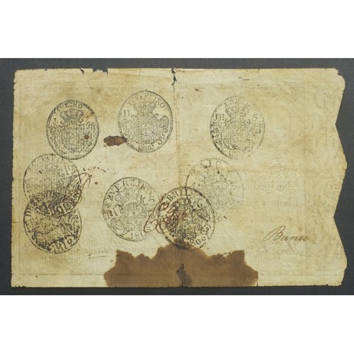 APÓLICE REAL ERÁRIO - 10$000 REIS 1799 - DATA MANUSCRITA - COM CARIMBO DE D.PEDRO IV 1826 ( POUCO CIRCULADA )