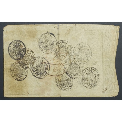 APÓLICE REAL ERÁRIO - 10$000 REIS 1799 - DATA MANUSCRITA - COM CARIMBO DE D.PEDRO IV 1826 ( POUCO CIRCULADA )