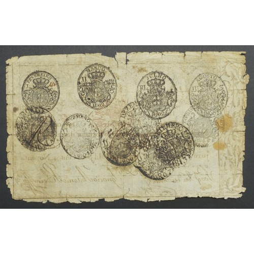 APÓLICE REAL ERÁRIO - 10$000 REIS 1799 - DATA MANUSCRITA - COM CARIMBO DE D.PEDRO IV 1826 ( CIRCULADA )