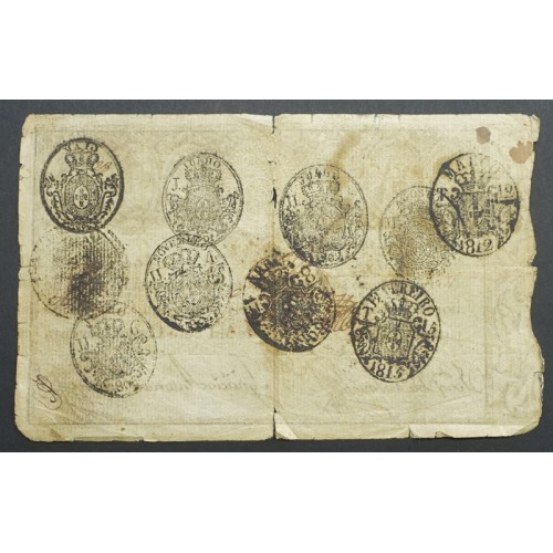 APÓLICE REAL ERÁRIO - 10$000 REIS 1799 - DATA MANUSCRITA - COM CARIMBO DE D.MIGUEL I 1828 ( CIRCULADA )