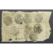 APÓLICE REAL ERÁRIO - 10$000 REIS 1799 - DATA IMPRESSA - COM CARIMBO DE D.PEDRO IV 1826 ( CIRCULADA )