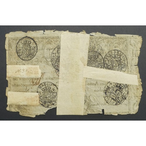 APÓLICE REAL ERÁRIO - 10$000 REIS 1799 - DATA IMPRESSA - COM CARIMBO DE D.PEDRO IV 1826 ( CIRCULADA )