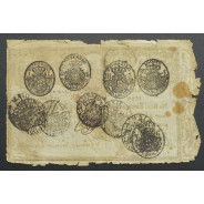 APÓLICE REAL ERÁRIO - 10$000 REIS 1799 - DATA IMPRESSA - COM CARIMBO DE D.PEDRO IV 1826 ( CIRCULADA )