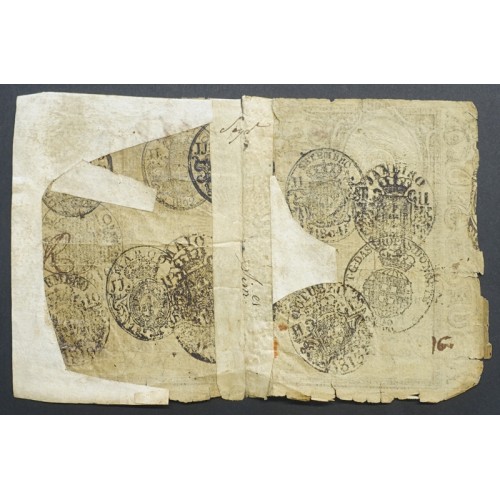 APÓLICE REAL ERÁRIO - 12$800 REIS 1799 - DATA IMPRESSA - COM CARIMBO DE D.PEDRO IV 1826 ( CIRCULADA )